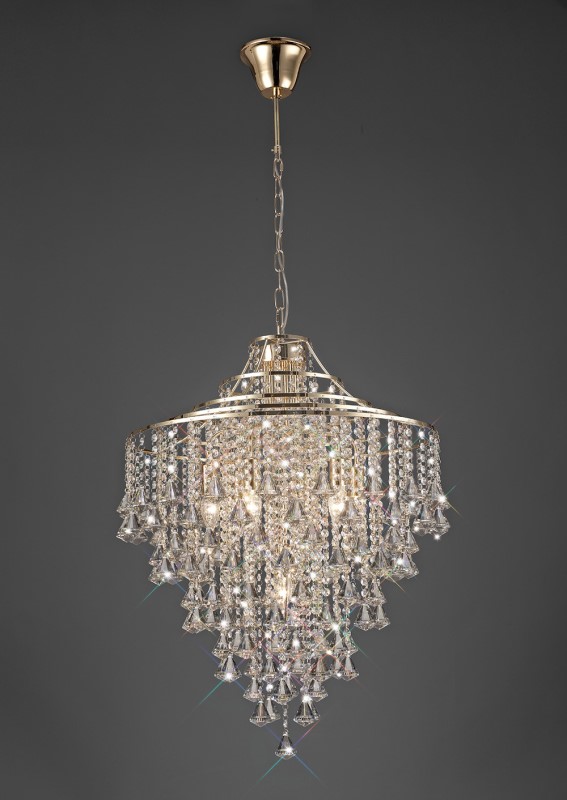 Pendant 7 Light French Gold/Crystal